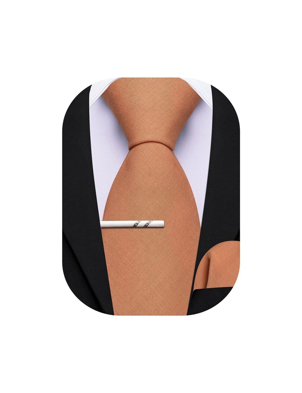 6981 Skinny Blush Ties Solid Color Cotton Linen Slim Wool Neckties Clip Set